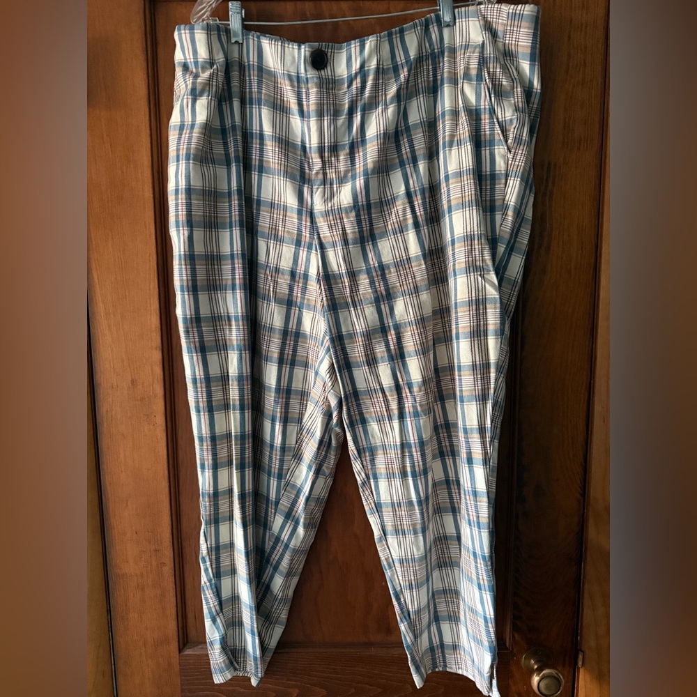 Ava & Viv Plaid Chinos in Blue and Brown